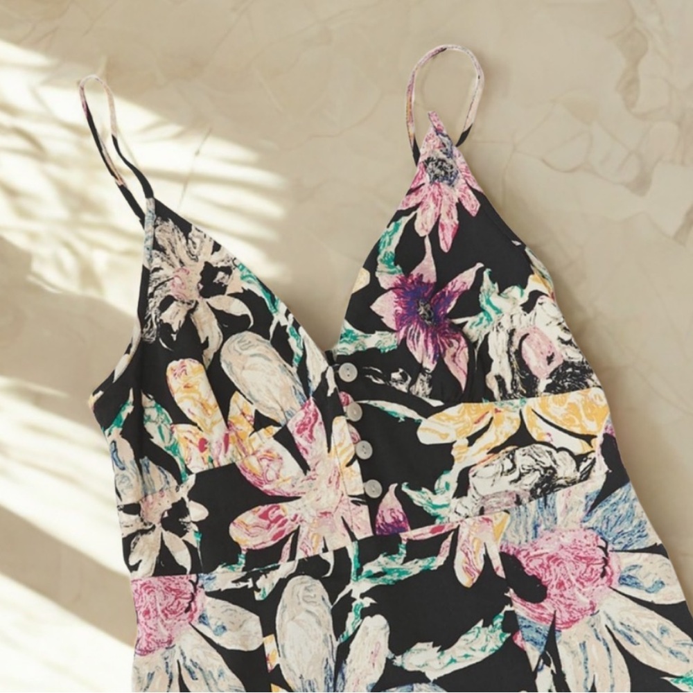 UO Rooftop Slit Midi Floral Print Sleeveless Dress